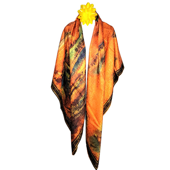 NWT Double Sided Silk Scarf 53"x53" Large Square Shawl Wrap XiangYunSha 36441 - Picture 9 of 14